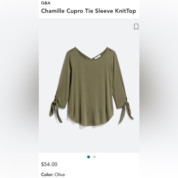 Olive green Chamille Cupro Tie Sleeve KnitTop, Size Small - Picture 3 of 4